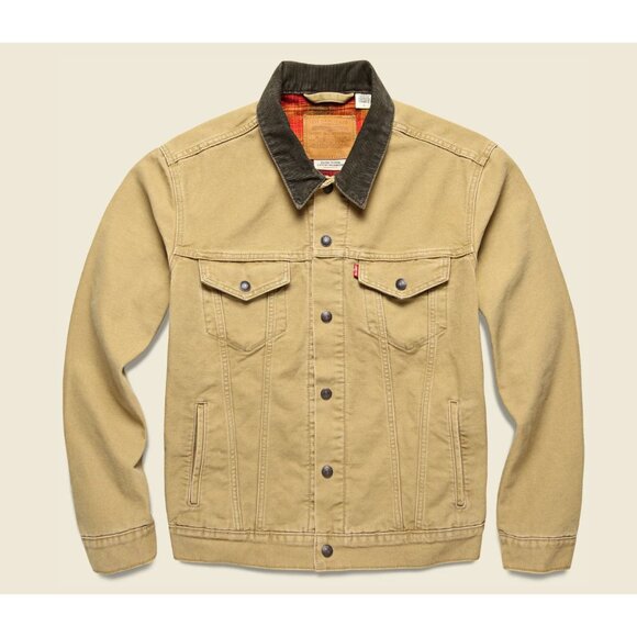 Levi's Other - Levis Premium Lined Trucker Jacket Tan Dijon Canvas Barn Coat Chore Coat XL